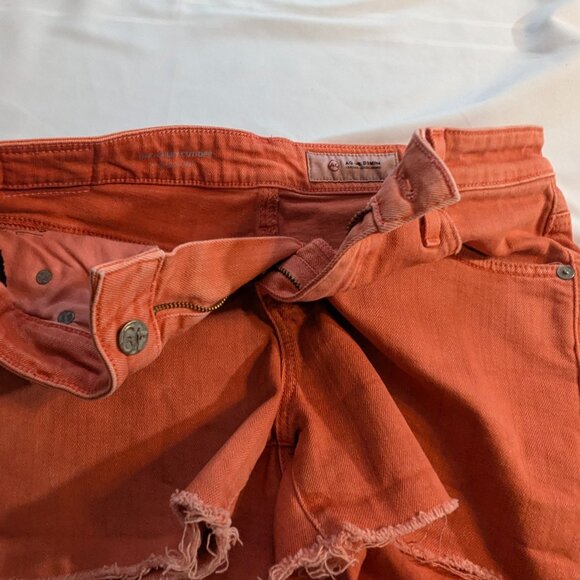 AG Adriano Goldschmied Denim Size 27R Burnt Orange Frayed Hem Shorts - Picture 2 of 12